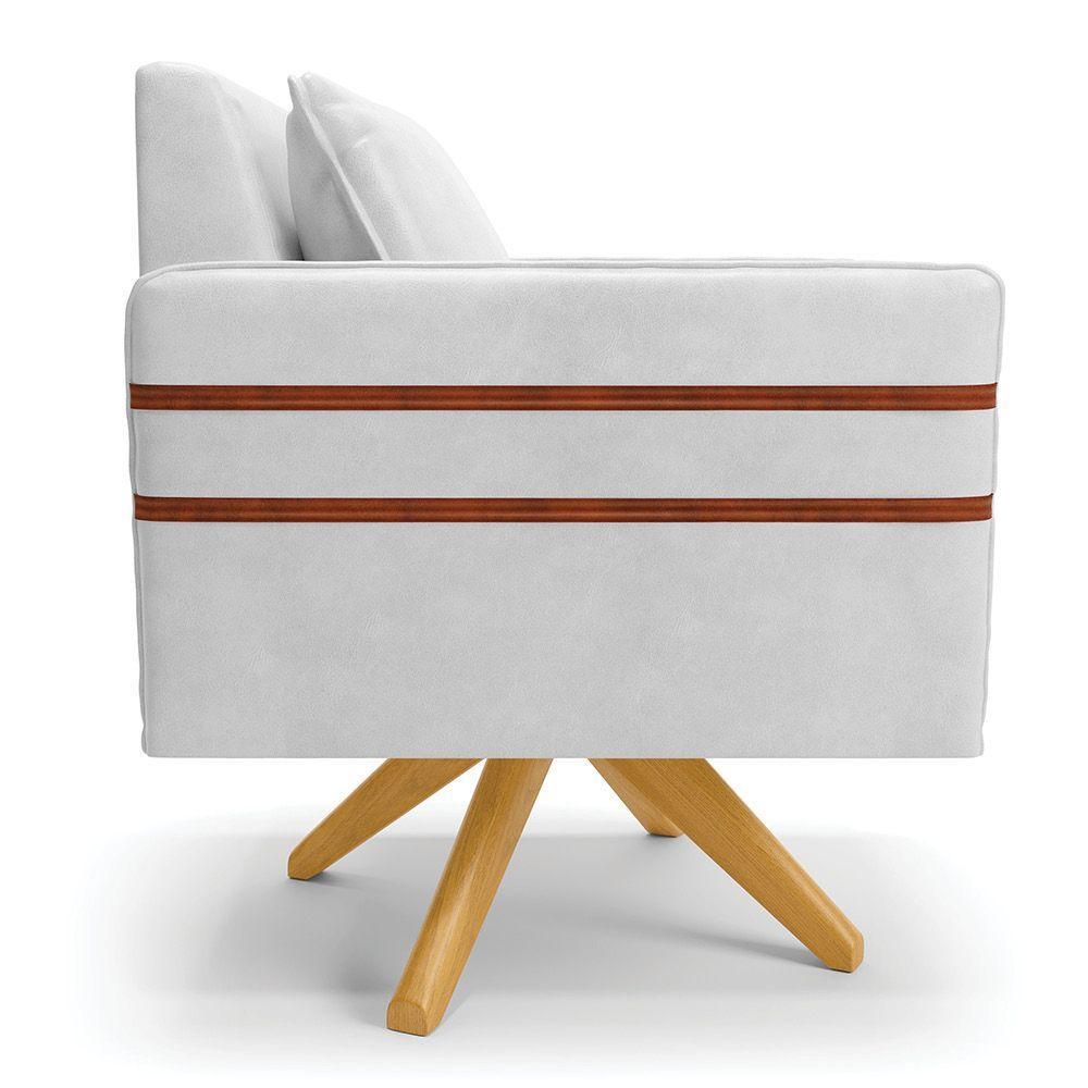 Poltrona Giratória Mari Corano Base De Madeira Ma30 Branco - 6