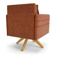 Poltrona Giratória Mari Corano Base De Madeira Ma30 Nozes - 5