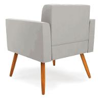 Poltrona Elisa Veludo Cinza Pés Palito Castanho - D'rossi - 6