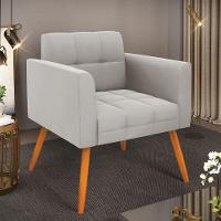 Poltrona Elisa Veludo Cinza Pés Palito Castanho - D'rossi - 7