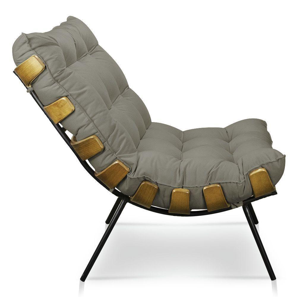 Kit Poltrona Costela Com Puff Para Sala Veludo Cappucino - 5