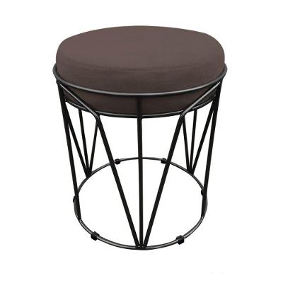 Puff Babu Suede Base Preto D´rossi Marrom