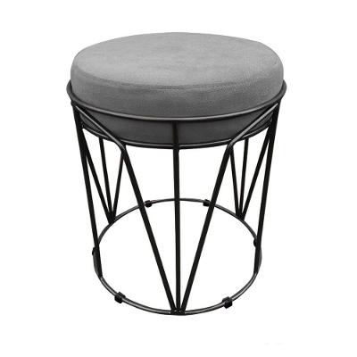Puff Babu Suede Base Preto D´rossi Grafite