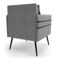 Poltrona Mari Linho Pés Palito De Ferro Preto A26 Grafite - 5