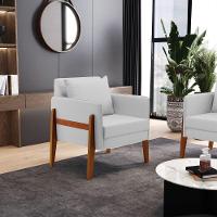 Poltrona Lana Linho Base De Madeira - D'rossi Cor A05 Cinza - 8