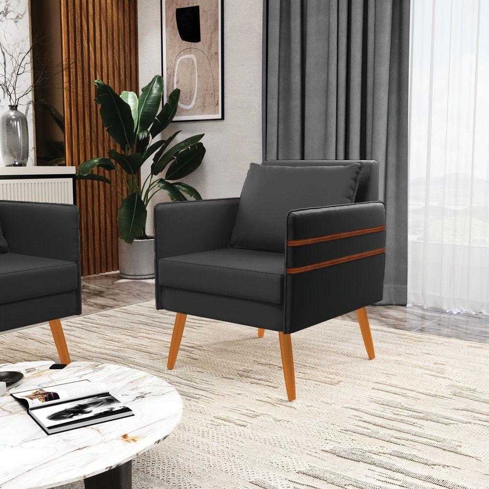 Poltrona Mari Corino Pés Palito Castanho Preto - 8