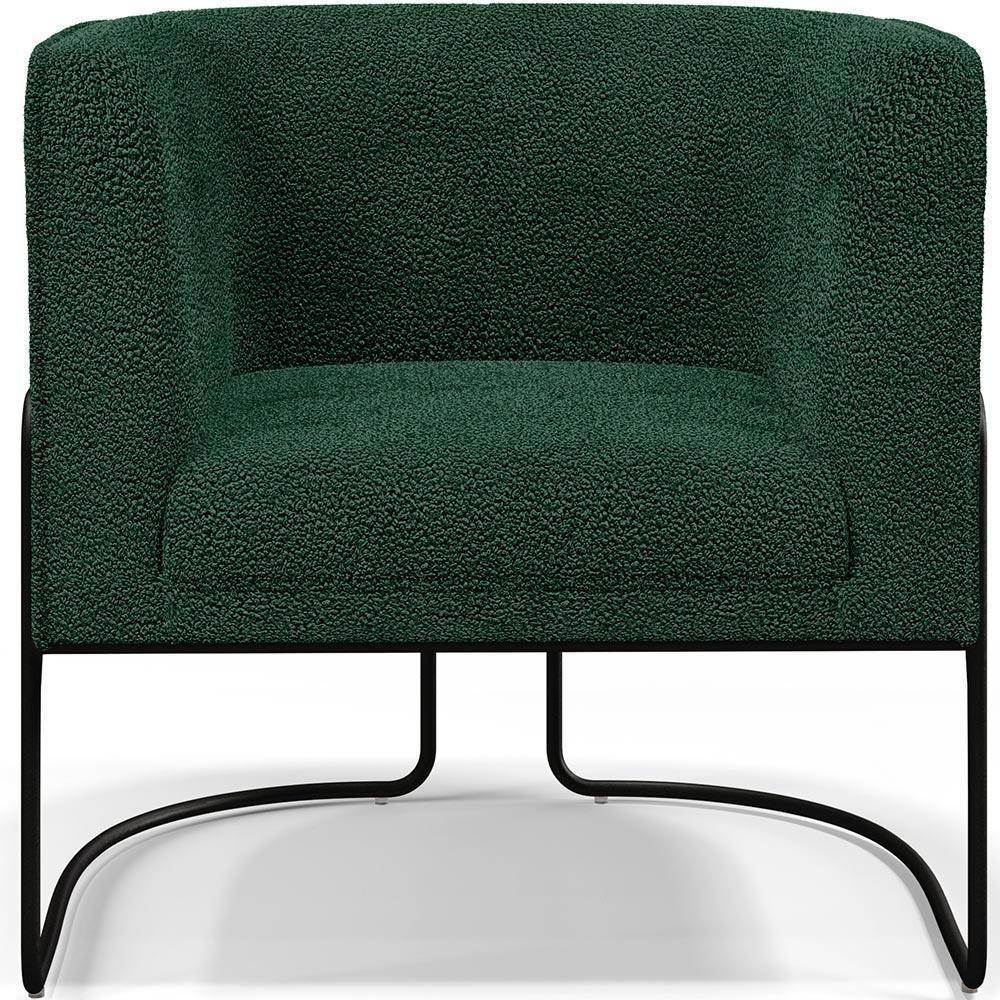 Poltrona Fixa Base Aço Preto Betina D02 Bouclê Verde - 6
