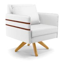 Poltrona Giratória Mari Corino Base De Madeira Ma30 Branco - 1