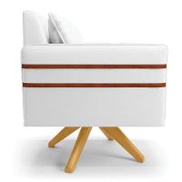 Poltrona Giratória Mari Corino Base De Madeira Ma30 Branco - 6