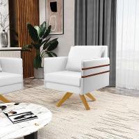 Poltrona Giratória Mari Corino Base De Madeira Ma30 Branco - 8