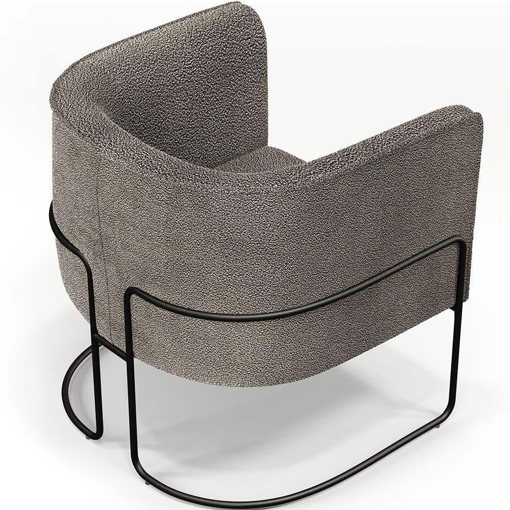 Poltrona Fixa Base Aço Preto Betina D02 Bouclê Bege - 5