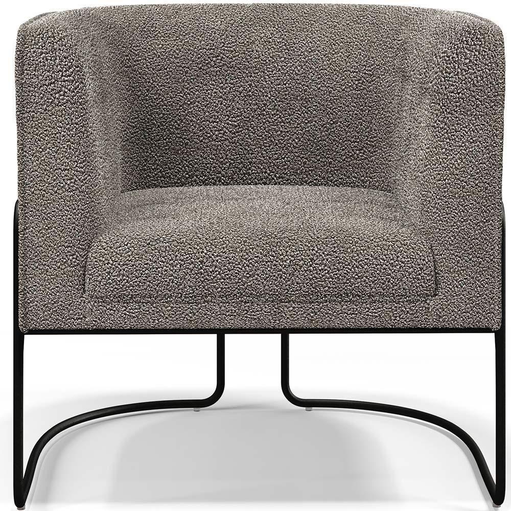 Poltrona Fixa Base Aço Preto Betina D02 Bouclê Bege - 6