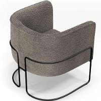 Poltrona Fixa Base Aço Preto Betina D02 Bouclê Bege - 5