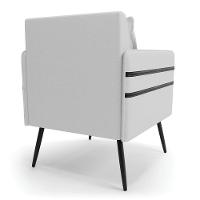 Poltrona Mari Linho Pés Palito De Ferro Preto A05 Cinza - 6