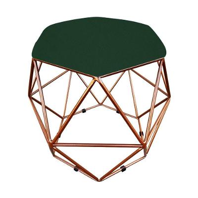 Puff Aramado Hexágono Suede Base Bronze D´rossi Verde