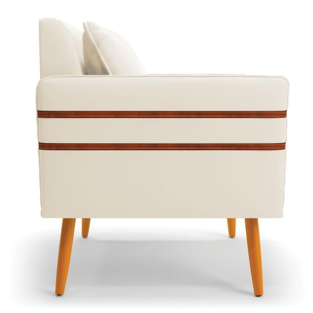 Poltrona Mari Veludo Pés Palito Castanho - D'rossi Cor Bege - 6