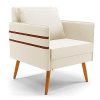 Poltrona Mari Veludo Pés Palito Castanho - D'rossi Cor Bege - 1