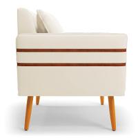 Poltrona Mari Veludo Pés Palito Castanho - D'rossi Cor Bege - 6