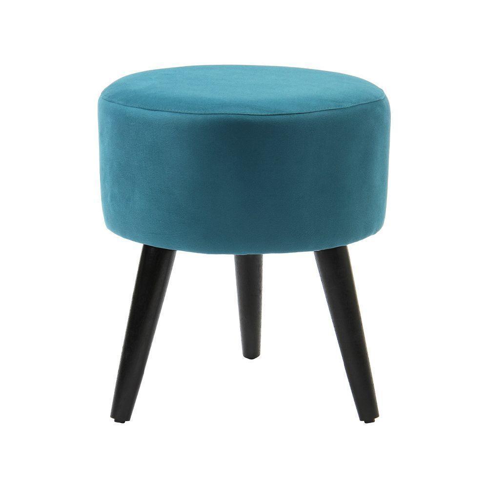 Puff Banco Luca Em Tecido Suede - Azul Turquesa - Cor: Azul - 1