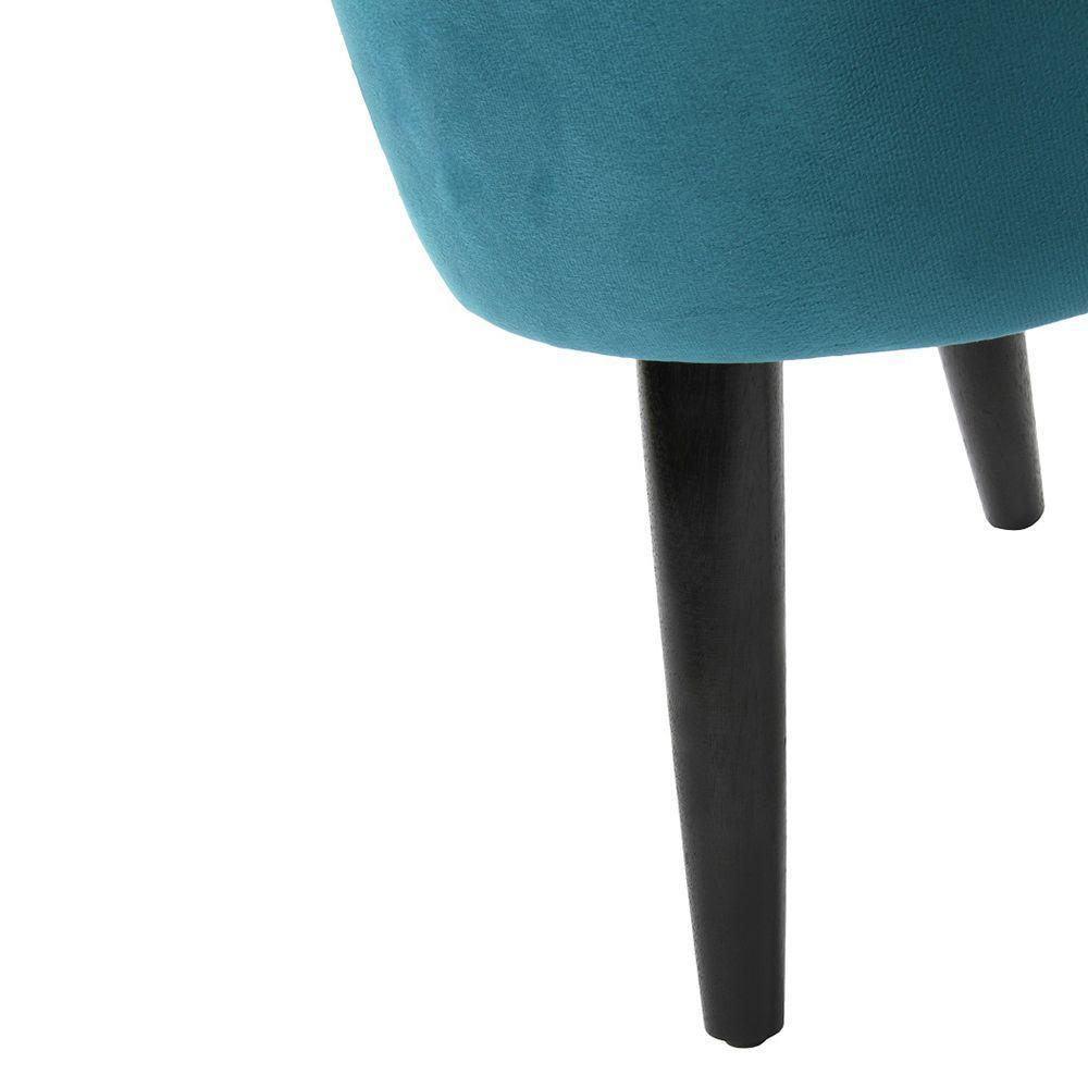 Puff Banco Luca Em Tecido Suede - Azul Turquesa - Cor: Azul - 3