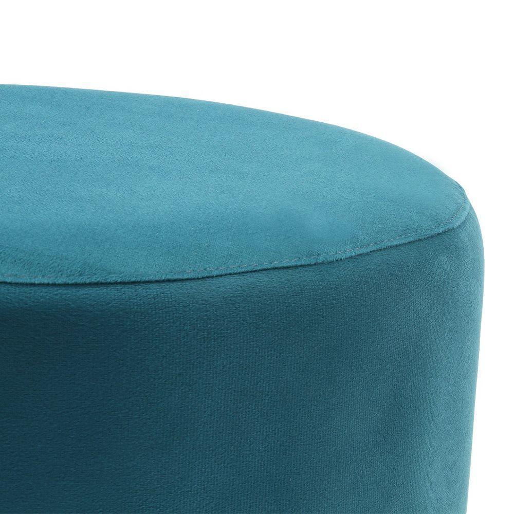 Puff Banco Luca Em Tecido Suede - Azul Turquesa - Cor: Azul - 4