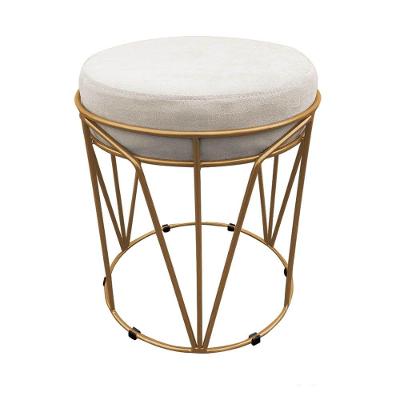 Puff Babu Suede Base Dourado D´rossi Bege