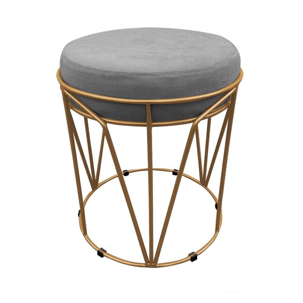 Puff Babu Suede Base Dourado D´rossi Grafite - 1