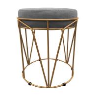 Puff Babu Suede Base Dourado D´rossi Grafite - 5