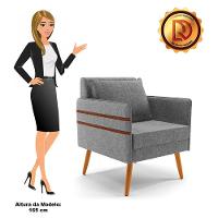 Poltrona Mari Linho Grafite A26 Pés Palito Castanho - 3