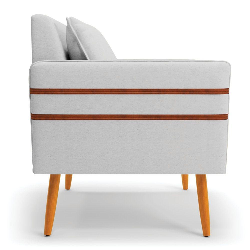 Poltrona Mari Linho Cinza A05 Pés Palito Castanho - D'rossi - 6