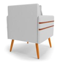 Poltrona Mari Linho Cinza A05 Pés Palito Castanho - D'rossi - 5