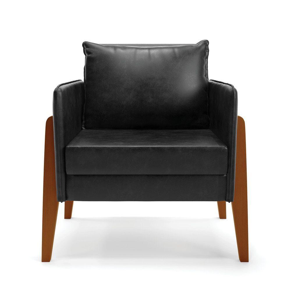 Poltrona Lana Corano Base De Madeira - D'rossi Cor Preto - 7