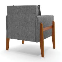 Poltrona Lana Linho Base De Madeira A26 Grafite - 5