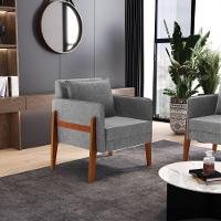 Poltrona Lana Linho Base De Madeira A26 Grafite - 8