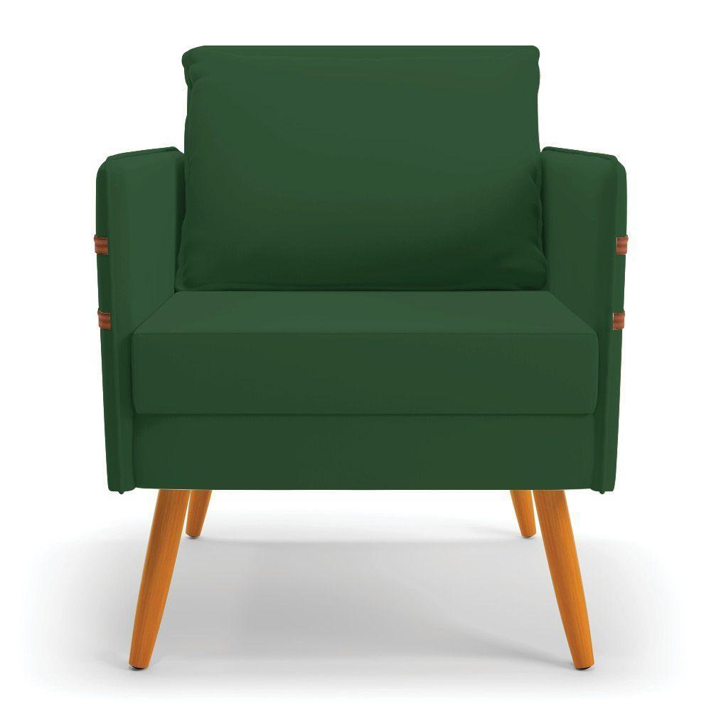 Poltrona Mari Veludo Pés Palito Castanho Verde - 7