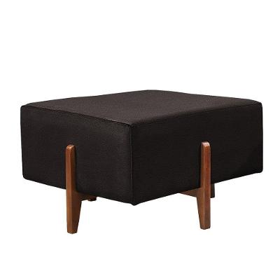 Puff Banqueta Corino Zurik Luxo Madeira Maciça Castellar Móbile Preto