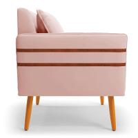 Poltrona Mari Veludo Pés Palito Castanho - D'rossi Cor Rose - 6