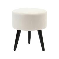 Puff Banco Luca Em Tecido Sintético Sintético Pés Palito - Bege - Cor: Bege - 1