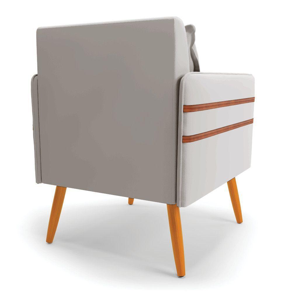 Poltrona Mari Veludo Pés Palito Castanho Cinza - 5