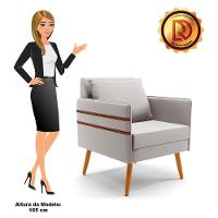 Poltrona Mari Veludo Pés Palito Castanho Cinza - 3