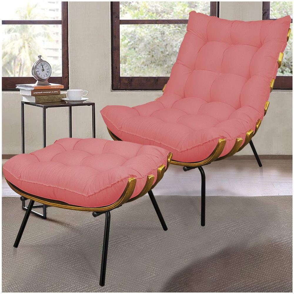 Puff Costela Linho Whiski Rose A106 Base De Metal - D'Rossi - 6