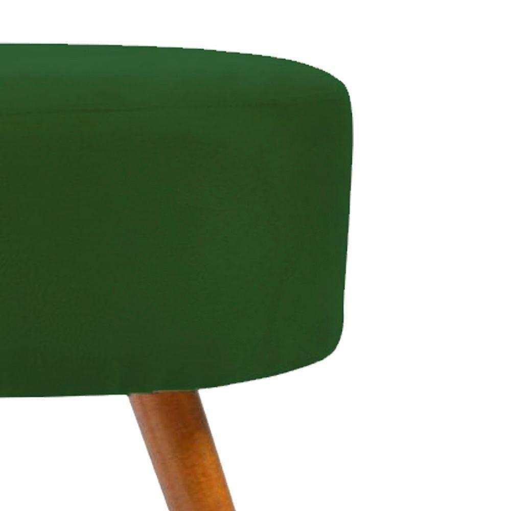Puff Banqueta Redondo Para Camarim Suede Pés Palito Verde - 3