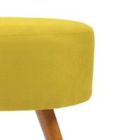 Puff Banqueta Redondo Para Camarim Suede Pés Palito Amarelo - 3