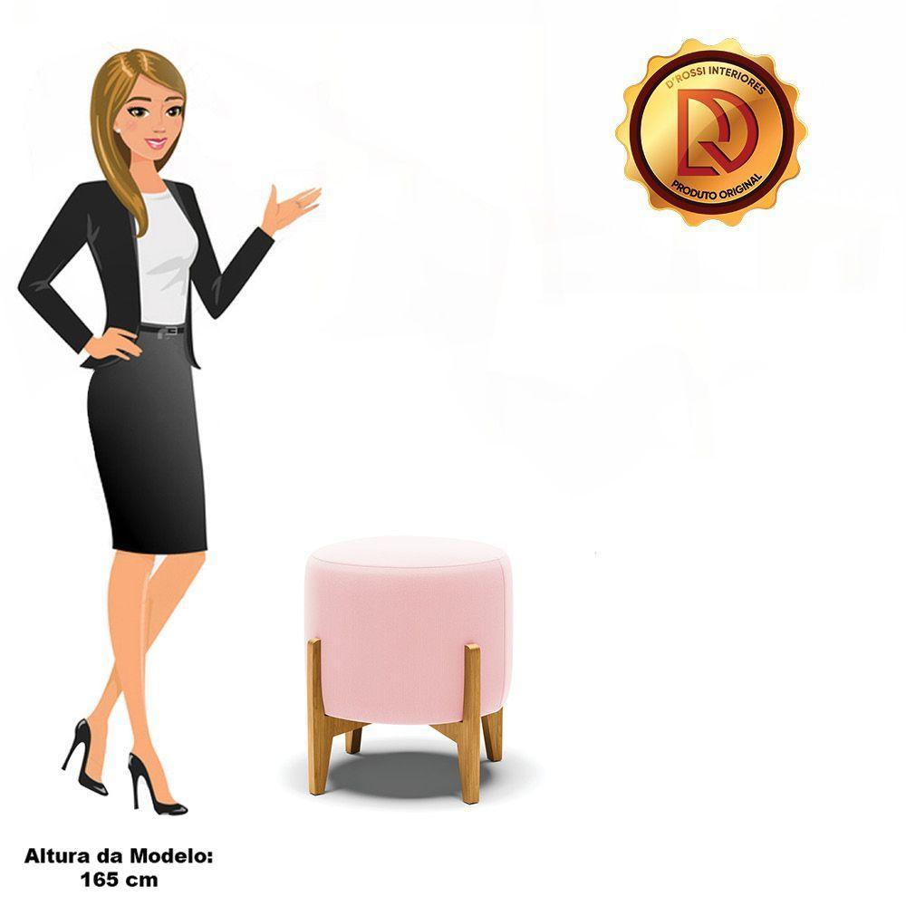 Puff Base Madeira Castanho Cor Rosa Bebê - 5