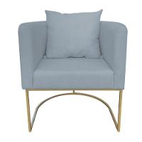 Poltrona Paola Linho Cinza Claro A05 Base Metálica Dourado - 3