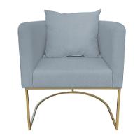 Poltrona Paola Linho Cinza Claro A05 Base Metálica Dourado