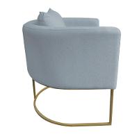 Poltrona Paola Linho Cinza Claro A05 Base Metálica Dourado - 6