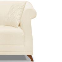 Poltrona Para Sala De Estar Vênus Linho Pés CastanhoCor Bege