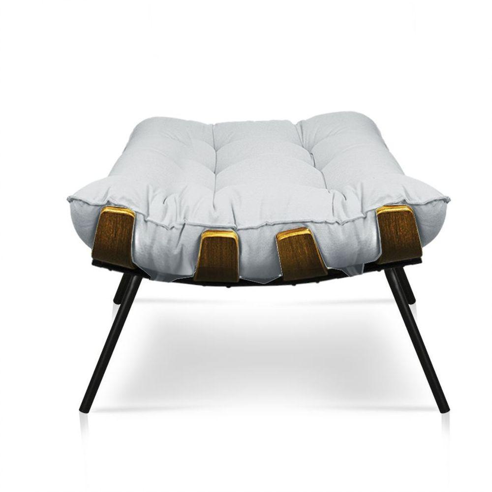 Puff Costela Linho Cinza Claro A05 Base De Metal - D'Rossi - 3