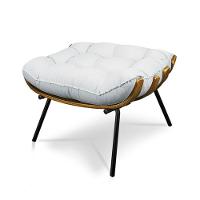 Puff Costela Linho Cinza Claro A05 Base De Metal - D'Rossi - 1